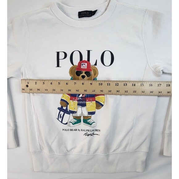 Polo Ralph Lauren Sailing Team Bear Pull Over Sweatshirt Womens S/P White - Picture 8 of 8